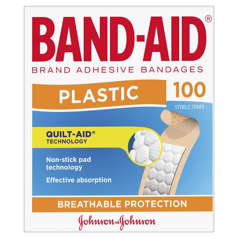 Adh.Strips Bandaid Brand Plastic Pk100